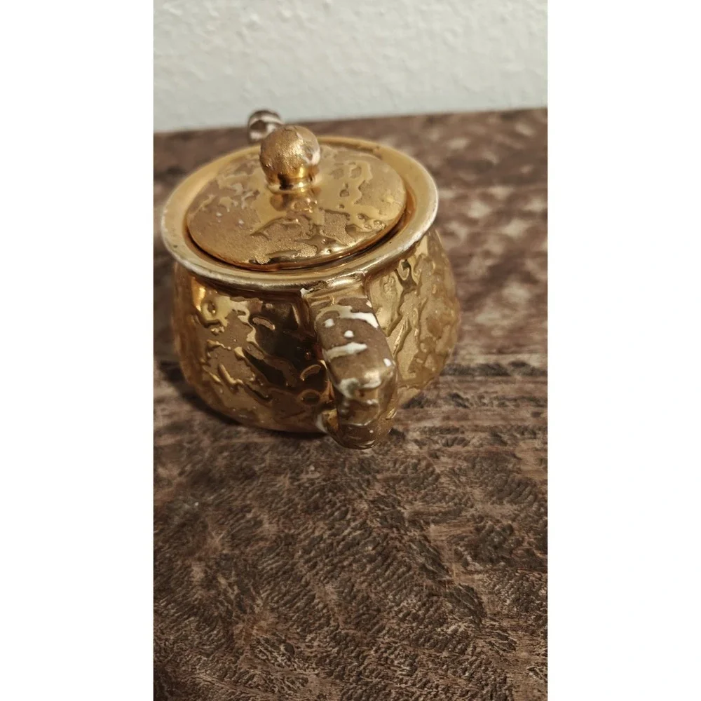 McCoy Pottery 24k Weeping Gold Sugar Bowl & Creamer Set, 1950's MCM